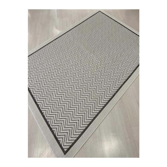 Jüt Sisal Gri Beyaz Makine Halısı 9718