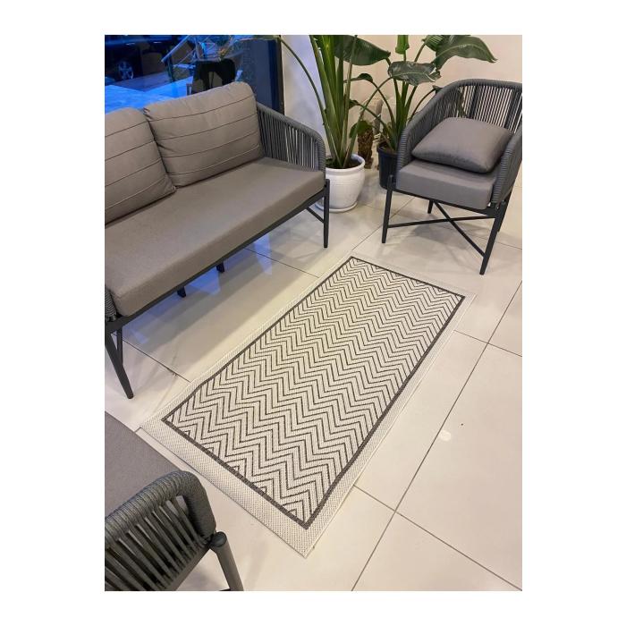 Jüt Sisal Gri Beyaz Makine Halısı 9718