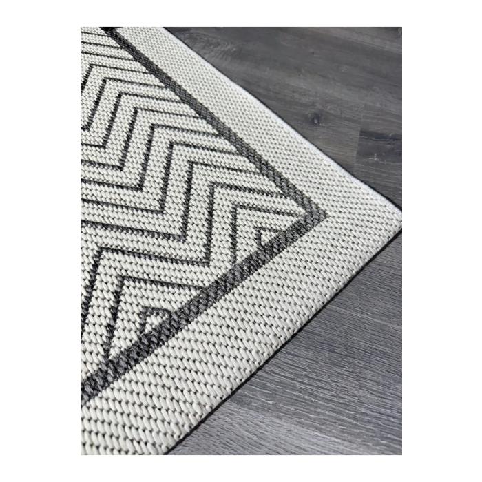 Jüt Sisal Gri Beyaz Makine Halısı 9718